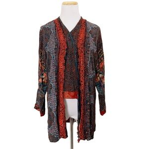 Vtg Carol Little Wrap Topper Attached Top Womens 6 Boho Beaded Colorful